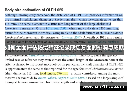 如何全面评估杨绍辉在纪录成绩方面的影响与成就 如何全面评估杨绍辉在纪录成绩方面的影响与成就